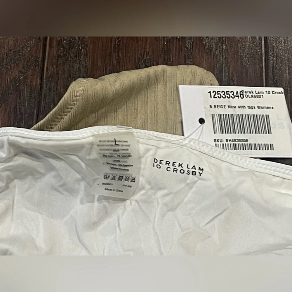 Derek Lam 10 Crosby Women Beige Front Lace Banded Bottom Swimwear Size Large New